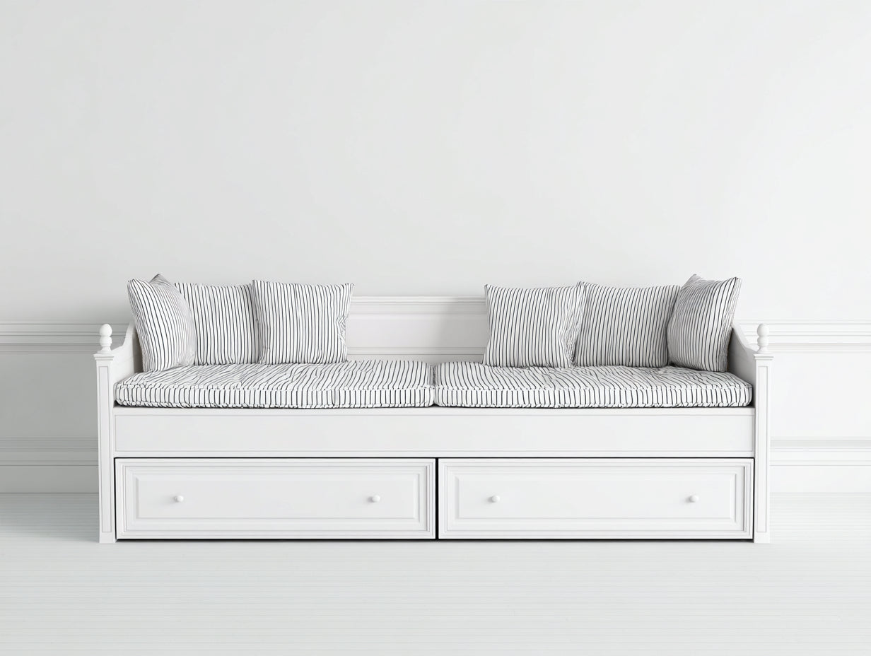 Schlafsofa Holz Weiß 205x96x88 cm - Für Gästezimmer - Mit 2 Schubladen