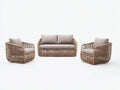 Gartensofa Set Polyrattan Holzoptik 180x75x78 cm Naturbraun Beige für Terrasse Modernes Design