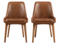 Esszimmerstühle 2er Set Kunstleder Holzgestell 45x52x82 cm Braun Naturholz Modern Design
