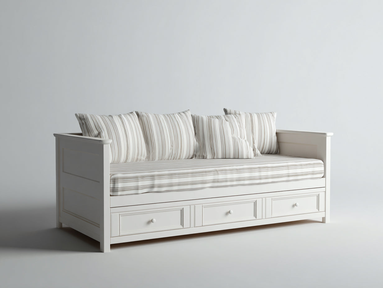 Schlafsofa aus Holz mit 3 Schubladen 210x100x88 cm - Weiß - Tagesbett im Landhausstil