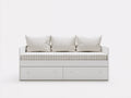 Schlafsofa Holzrahmen mit 2 Schubladen 205x92x82 cm Weiß Beige für Schlafzimmer Modernes Design