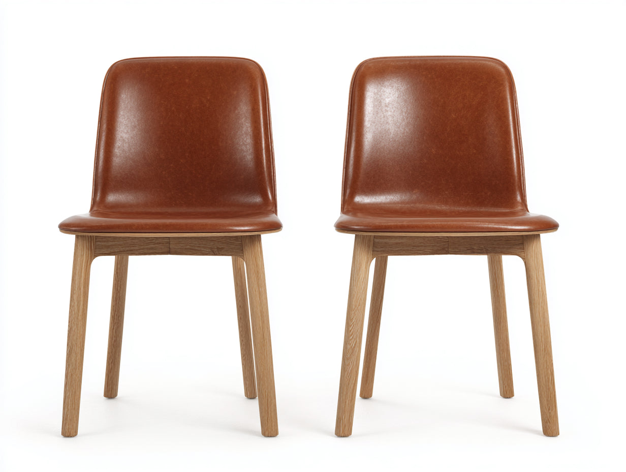Esszimmerstühle Kunstleder Braun Holz 50x54x82 cm - Für Esszimmer - Modernes 2er Set