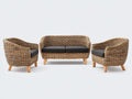 Gartensofa Set Geflecht Holzbeine 170x78x76 cm Naturbraun Anthrazit für Terrasse Modernes Design