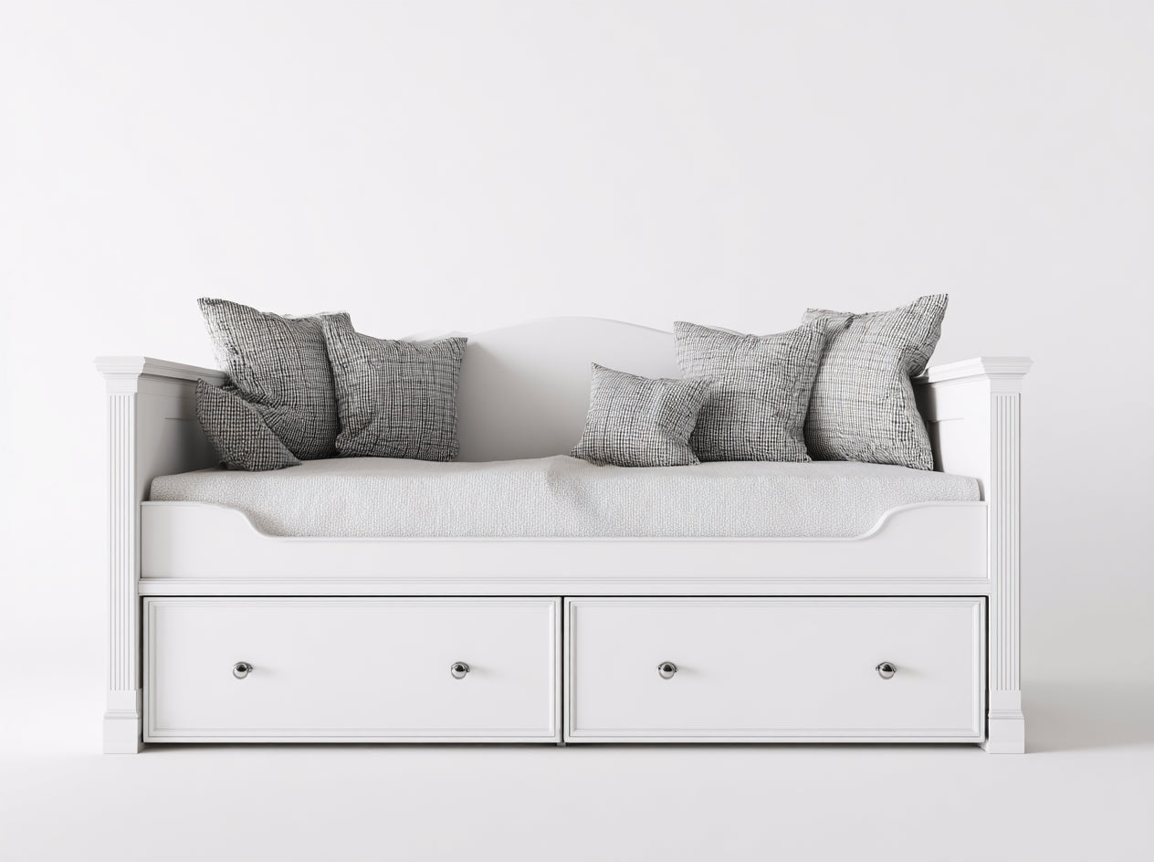 Schlafsofa Holz Weiß 205x98x92 cm - Für Gästezimmer - Mit 2 Schubladen