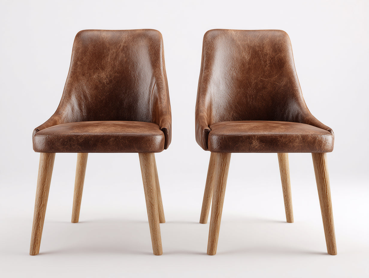 Esszimmerstühle Kunstleder Vintagebraun Holz 49x55x84 cm - Für Esszimmer - Modernes 2er Set