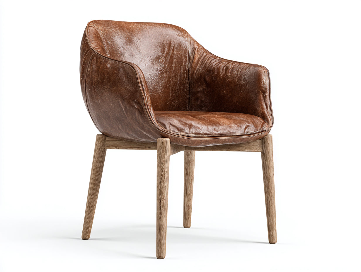 Esszimmerstühle Armlehnstuhl Kunstleder gepolstert Holzgestell 58x56x77 cm - Braun - moderner Retro Stil