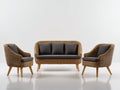 Gartensofa-Set aus Polyrattan mit Holzbeinen 190x82x86 cm - Braun-Dunkelgrau - 3-teilig