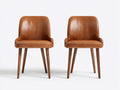 Esszimmerstühle 2er Set Kunstleder gepolstert Holzbeine 54x50x78 cm - Braun - moderner Retro Stil