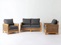 Gartensofa Rattan Natur Grau 160x75x78 cm - Für Terrasse - 3-teiliges Set