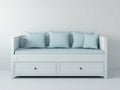 Schlafsofa Holz 200x90x86 cm - Weiß-Hellblau - mit Stauraum und moderner Rahmenform