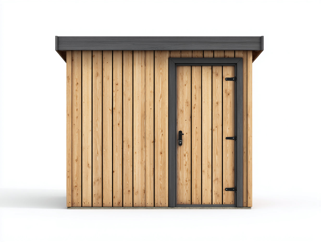 Gartenhäuser aus Holz mit Einzeltür 220x120x215 cm - Naturfarben-Anthrazit - mit Pultdach