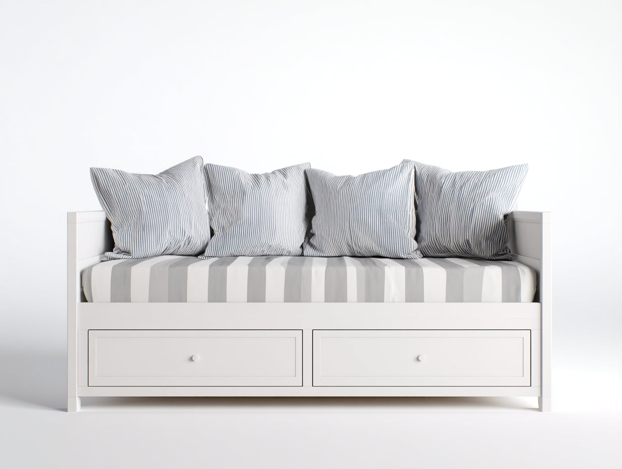 Schlafsofa Holz 208x96x81 cm - Weiß - mit 2 Schubladen und Tagesbett Design