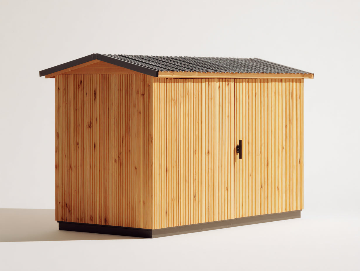 Gartenhäuser Holz 360x220x230 cm - Naturholz und Anthrazit - mit Fronttür und Metalldach