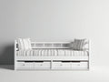 Schlafsofa Holz 210x96x82 cm - Weiß - mit 4 Schubladen und Rückenlehne