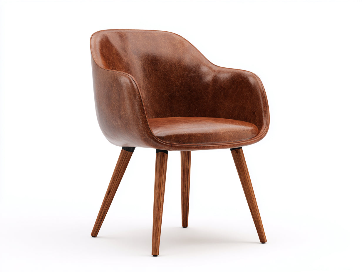 Esszimmerstühle Armlehnstuhl Kunstleder gepolstert Holzgestell 58x55x78 cm - Braun - moderner Retro Stil