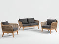 Gartensofa 3-teilig Polyrattan 160x75x78 cm - Natur-Dunkelgrau - für Terrasse und Garten