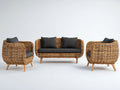 Gartensofa 3-teilig Polyrattan 168x78x76 cm - Natur-Dunkelgrau - für Terrasse und Garten