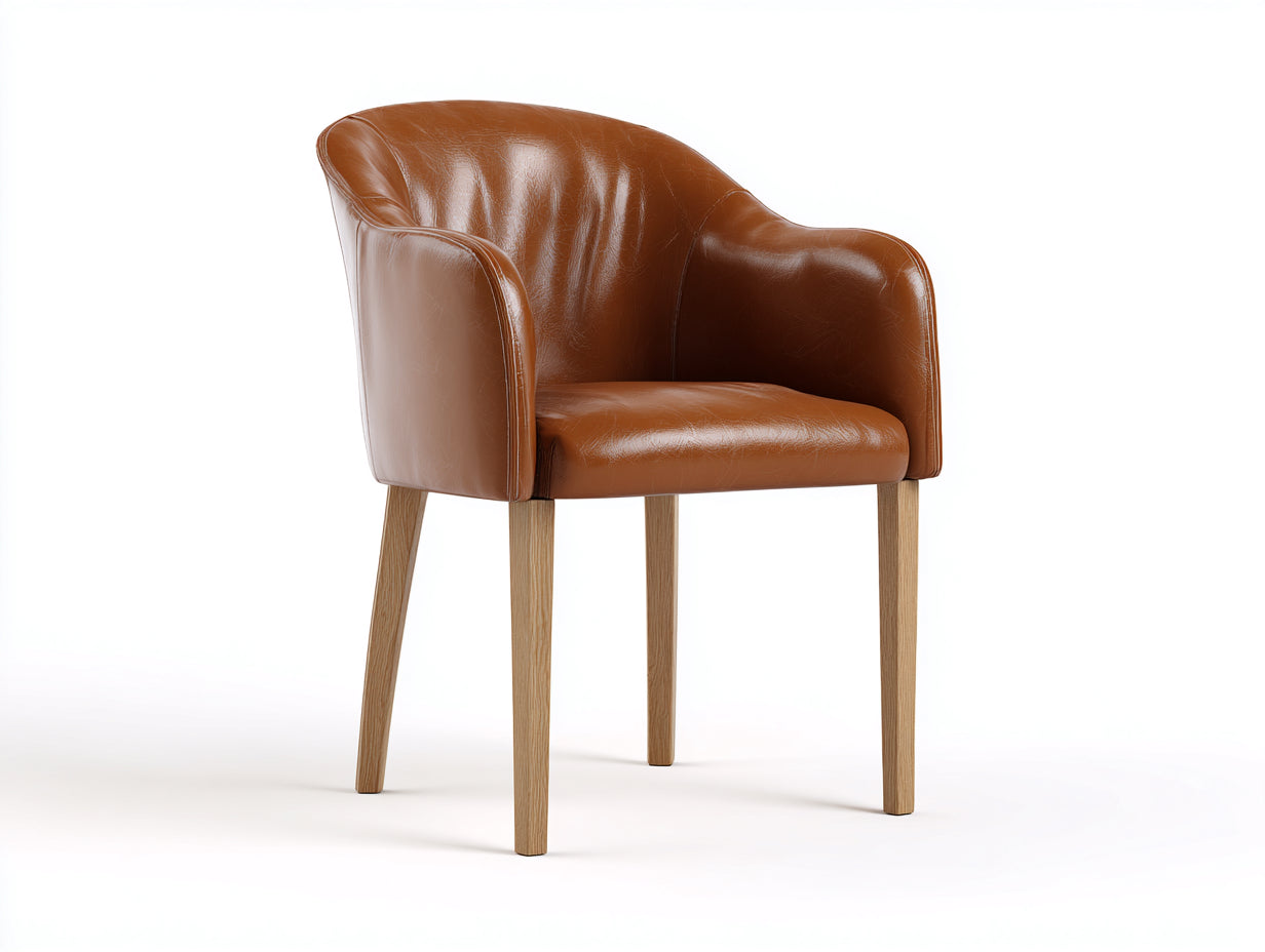 Esszimmerstühle Kunstleder Cognac Holz 60x58x80 cm - Für Esszimmer - Mit Armlehnen