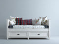 Schlafsofa Holzrahmen mit 2 Schubladen 205x90x85 cm Weiß für Schlafzimmer Landhaus Design