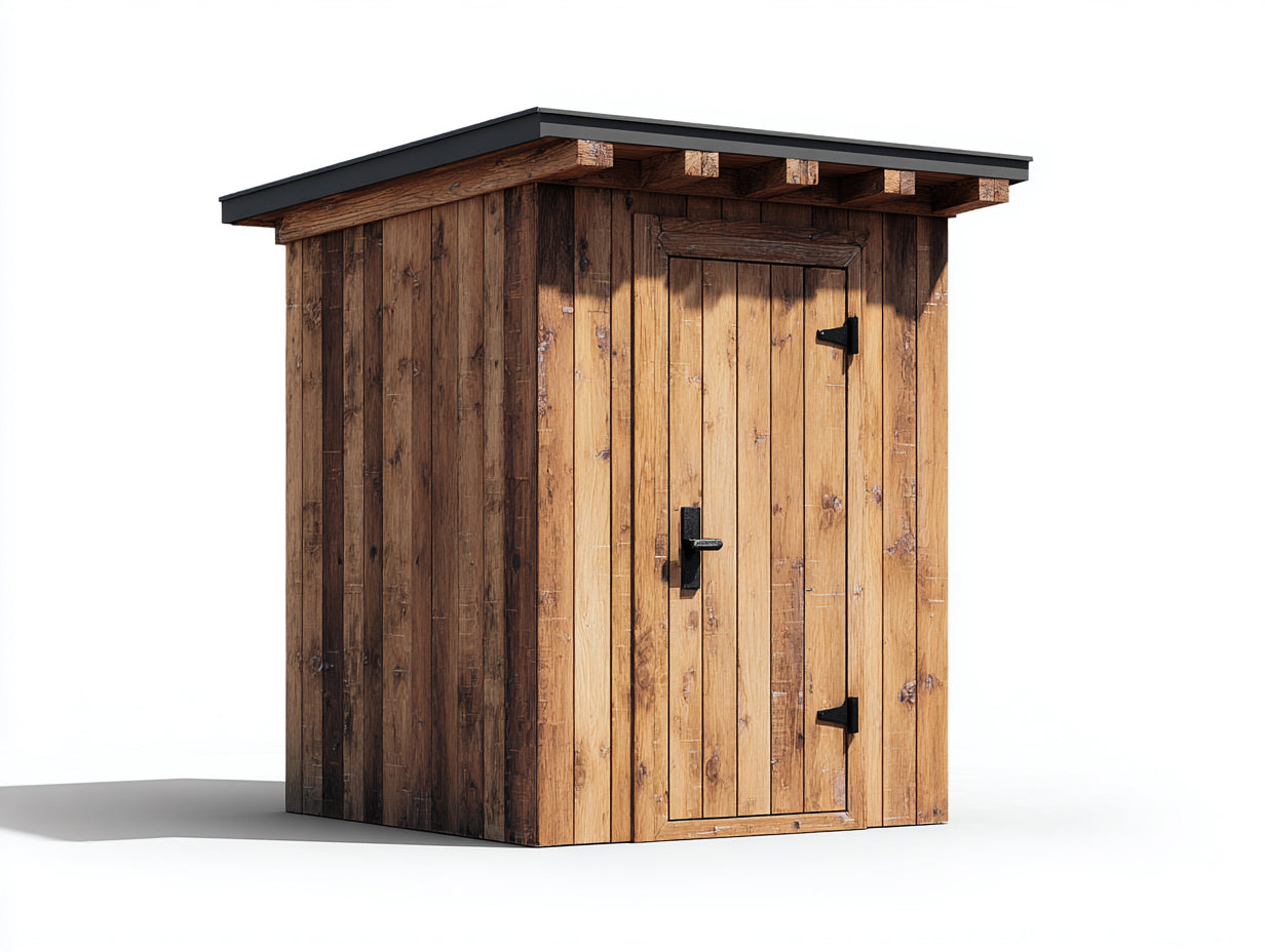 Gartenhäuser Holz 300x220x225 cm - Naturholz und Dunkelbraun - mit Fronttür und Flachdach